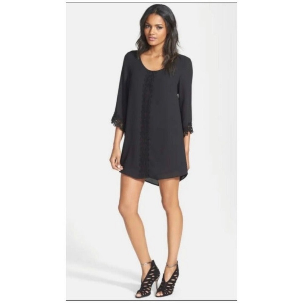 ASTR The Label Black Lace Trim Mini Dress XS